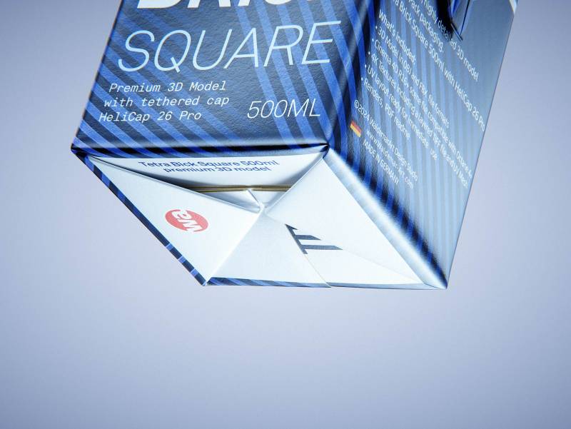 Tetra Pack Brik Square 500ml packaging with tethered cap HeliCap26 Pro premium 3d model