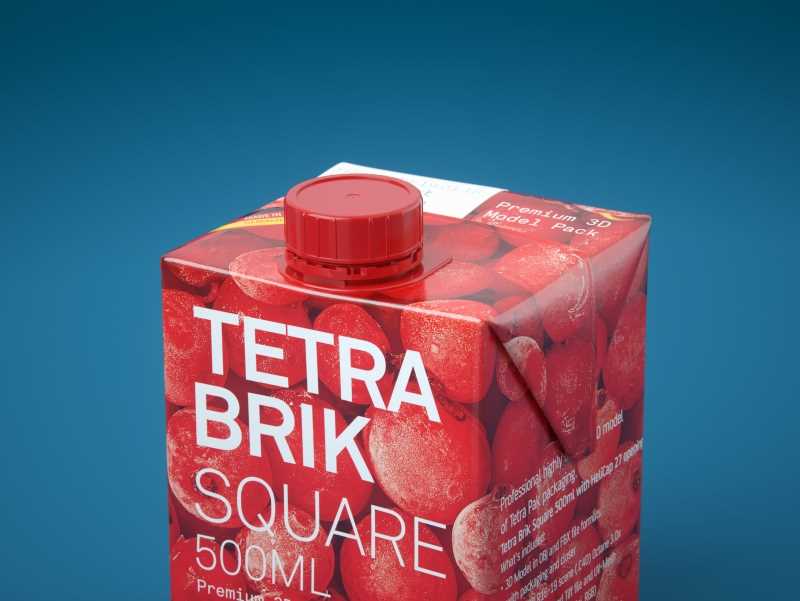Tetra Pack Brick Square 500ml with HeliCap 27 3D model pak