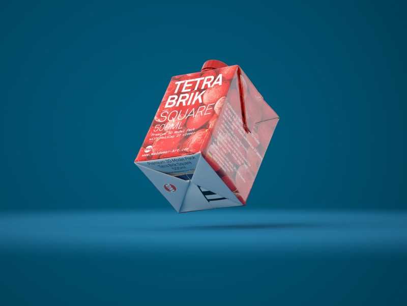 Tetra Pack Brick Square 500ml with HeliCap 27 3D model pak