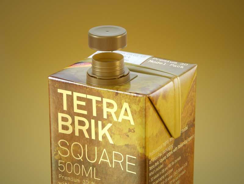 Tetra Pack Brick Square 500ml with StreamCap Premium 3D model pak