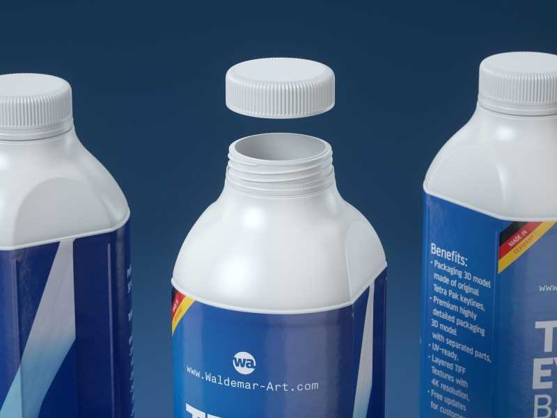 Milk Carton Packaging 3D model pak of Tetra Pack Evero Aseptic Base-D 1000ml with OrionTop O38A