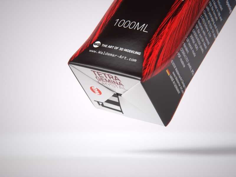 Tetra Pack Gemina Base Crystal 1000ml with HeliCap 27 Premium packaging 3d model pak.