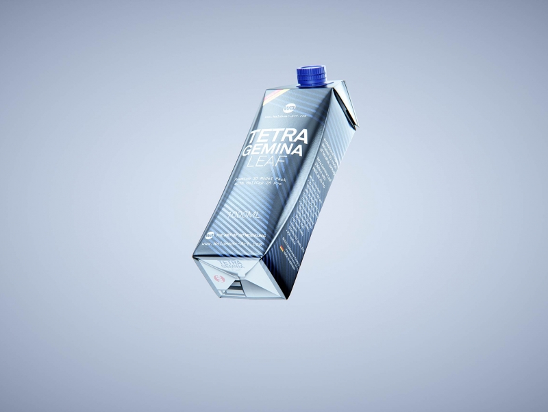 Premium packaging 3D model of Tetra Gemina Leaf 1000ml with tethered cap HeliCap 26 Pro