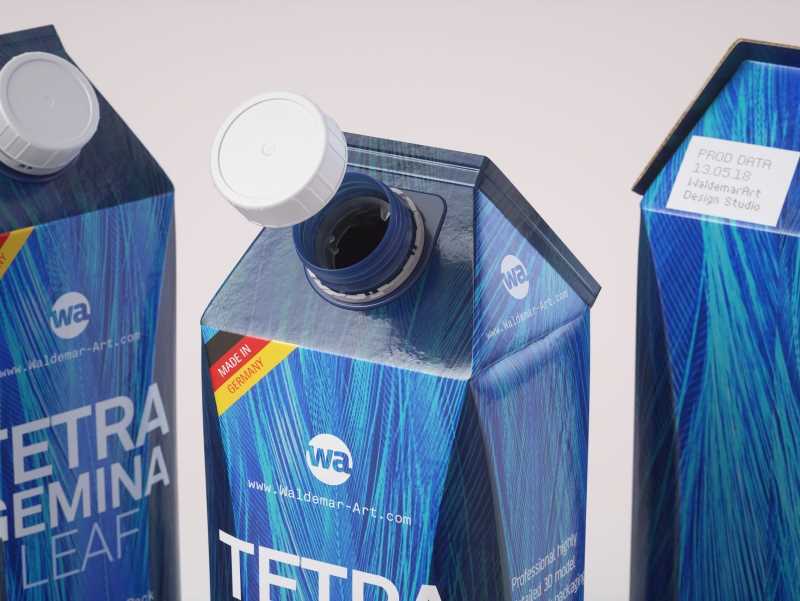 Packaging 3d model pak of Tetra Pack Gemina Leaf 1000ml with HeliCap 27