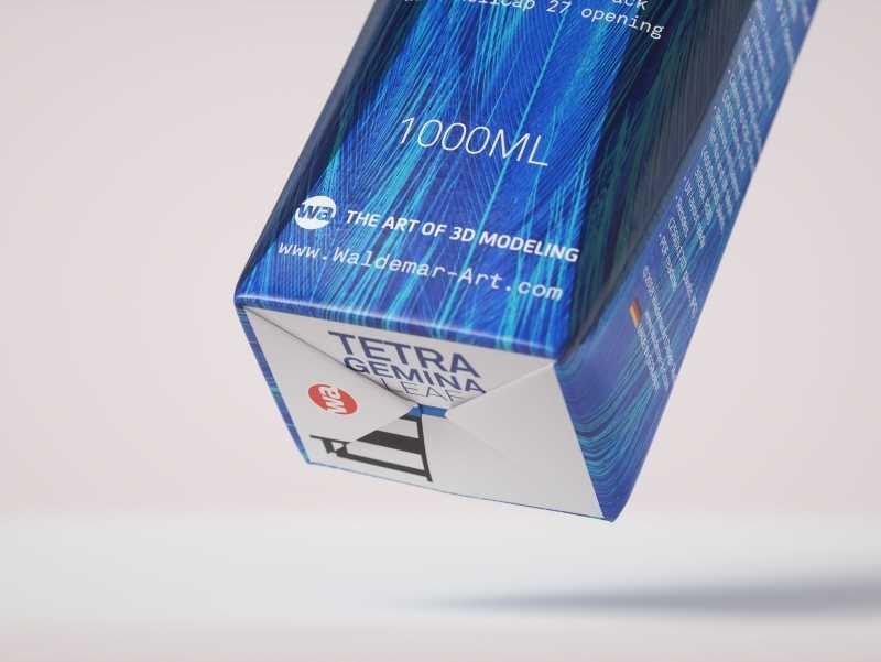 Packaging 3d model pak of Tetra Pack Gemina Leaf 1000ml with HeliCap 27