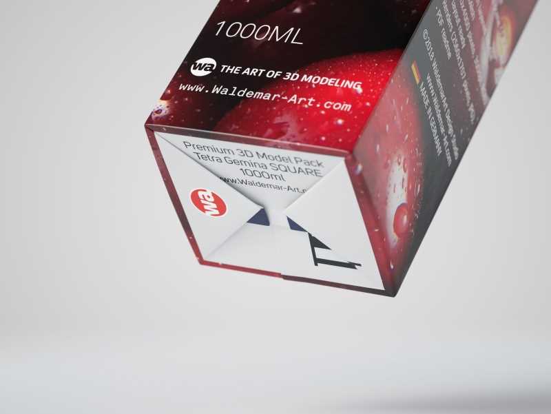 Premium 3D model pak of Tetra Pack Gemina Square 1000ml with HeliCap 27 closure