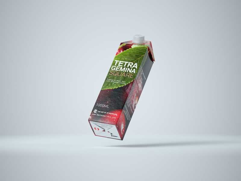 Premium Packaging 3d model pak of Tetra Pack Gemina Square 1000ml with StreamCap opening