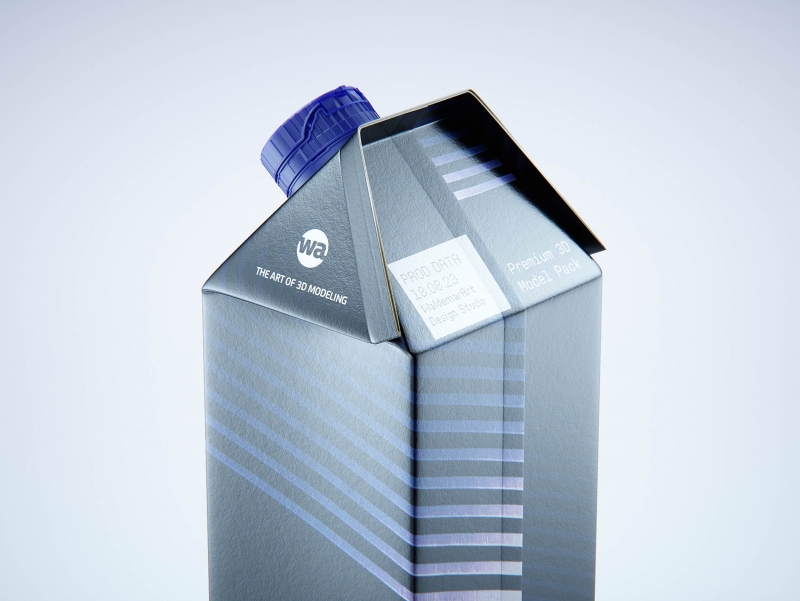 Premium carton packaging 3D model of Tetra Gemina Square 1000ml with tethered cap HeliCap 26 Pro