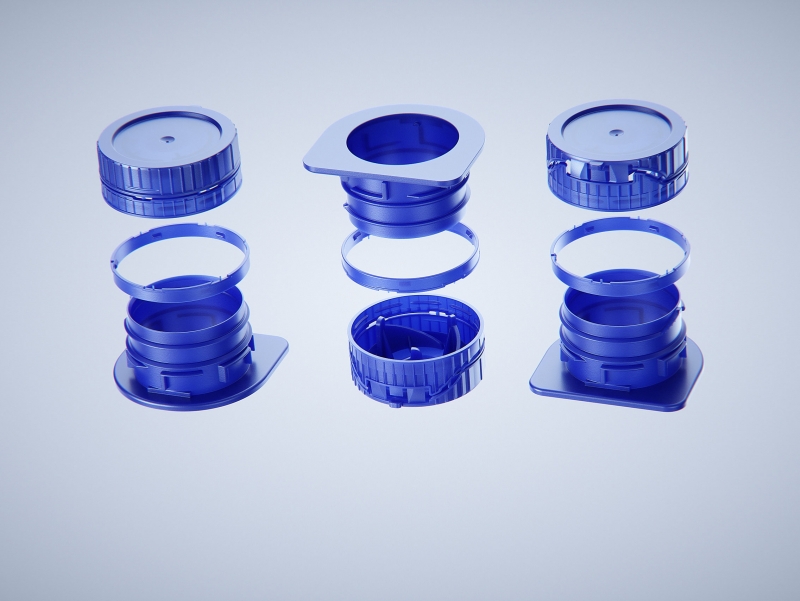 Premium carton packaging 3D model of Tetra Gemina Square 1000ml with tethered cap HeliCap 26 Pro