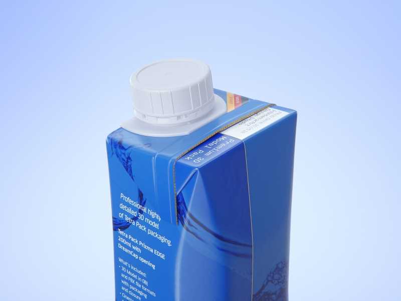 Tetra Pack Prisma EDGE 200ml with DreamCap Premium carton packaging 3D model pak