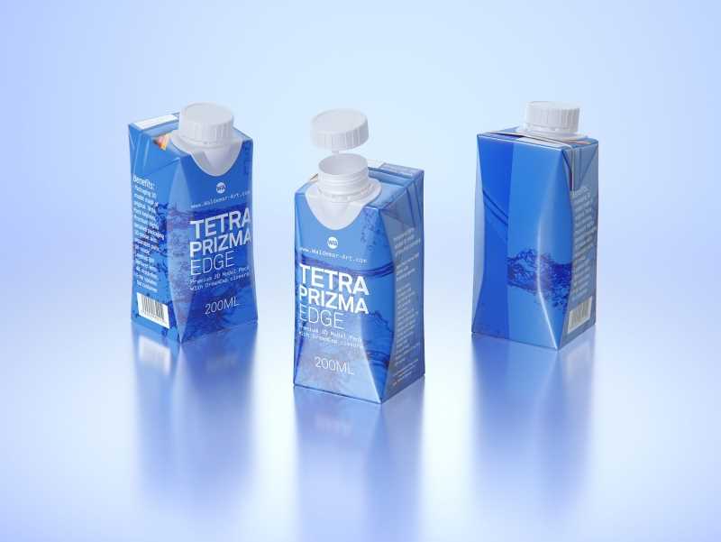 Tetra Pack Prisma EDGE 200ml with DreamCap Premium carton packaging 3D model pak
