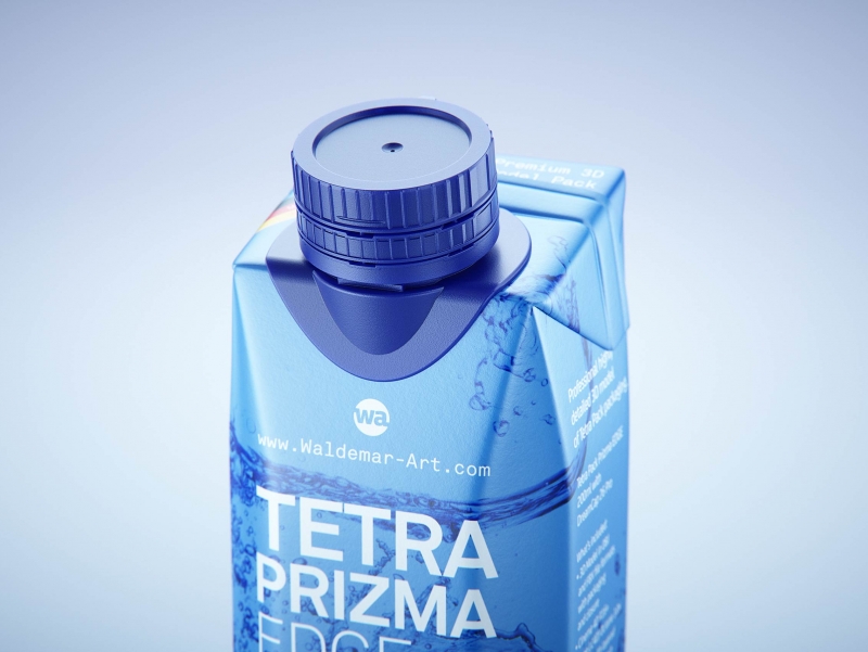 Premium packaging 3d model of Tetra Pack Prisma EDGE 200ml with tethered cap DreamCap 26 Pro
