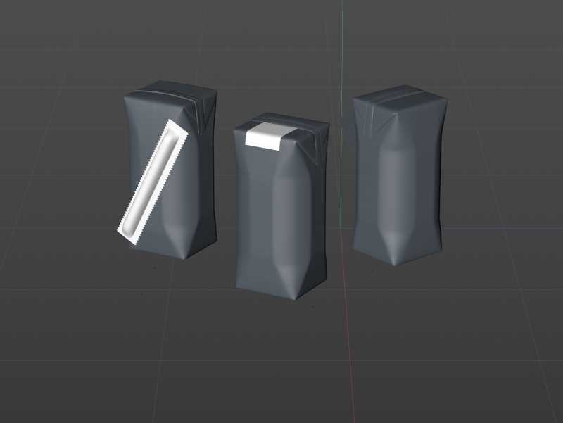 Tetra Pack Prisma Square 200ml packaging 3D model pak with PullTab and Straw