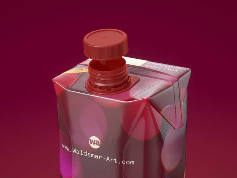 Tetra Pack Prisma Square 1000ml premium packaging 3D model pak with HeliCap 27