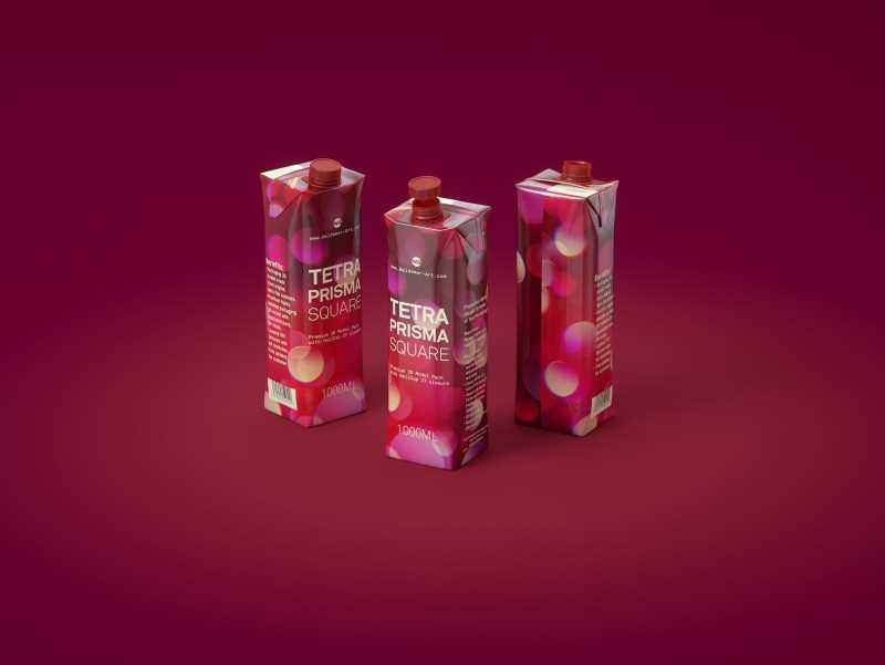 Tetra Pack Prisma Square 1000ml premium packaging 3D model pak with HeliCap 27