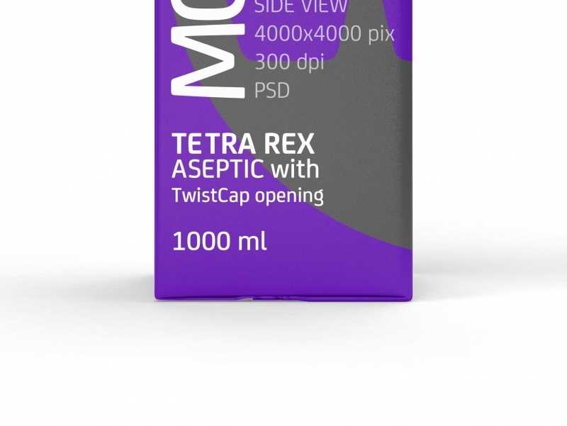 Photoshop Mockup of Tetra Pack Rex 1000ml with TwistCap Side View