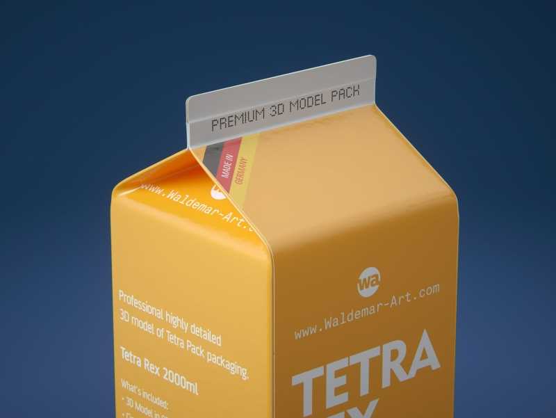 Tetra Pack REX Mid 2000ml Professional carton packaging 3D model pak