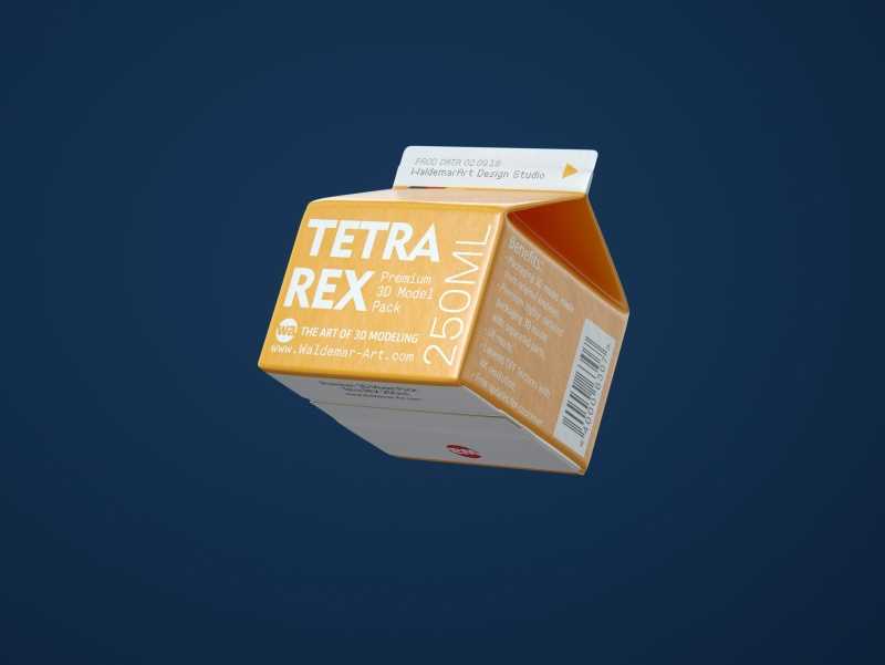 Tetra REX 250ml Professional carton packaging 3D model pak