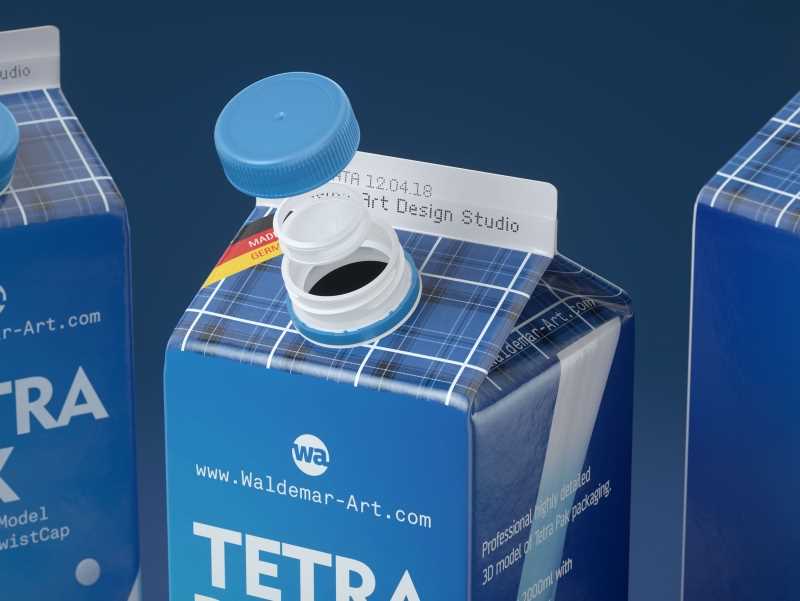 Tetra Pack Rex Mid 2000ml carton package 3D model pak with TwistCap