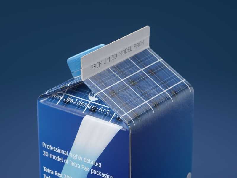 Tetra Pack Rex Mid 2000ml carton package 3D model pak with TwistCap