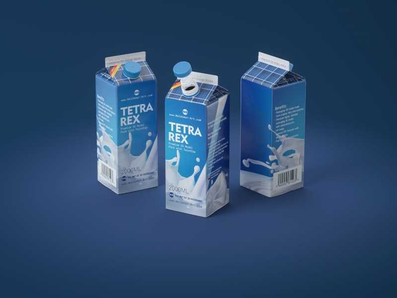 Tetra Pack Rex Mid 2000ml carton package 3D model pak with TwistCap