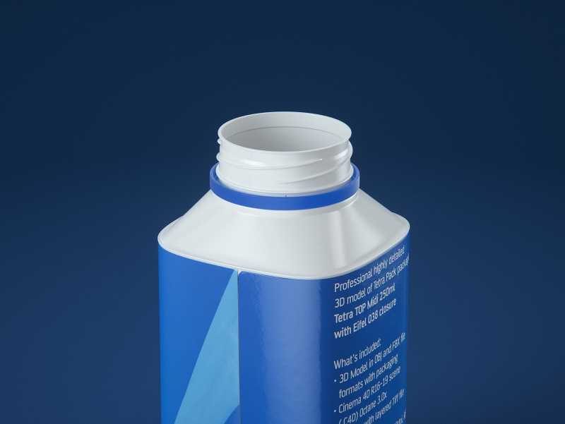 Tetra Top MIDI 250ml 3D model of carton package with Eifel O38 closure