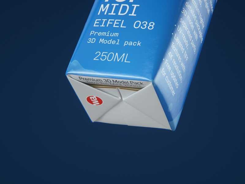 Tetra Top MIDI 250ml 3D model of carton package with Eifel O38 closure