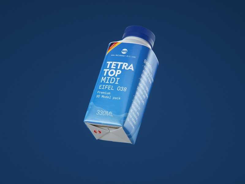 Packaging 3D model pak of Tetra Pack Top Midi 330ml with Eifel-O38