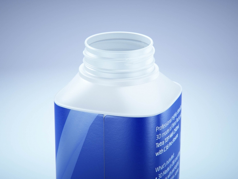 Tetra Top MIDI 250ml premium carton 3D model with tethered cap C38 Pro
