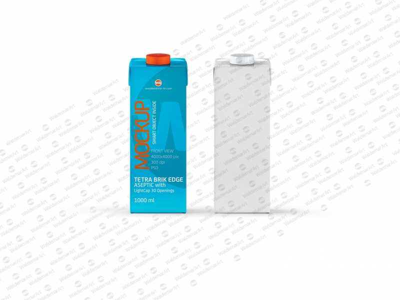 Package Mock-Up of Tetra Pack Brick Aseptic 1000ml with LightCap30 Front View