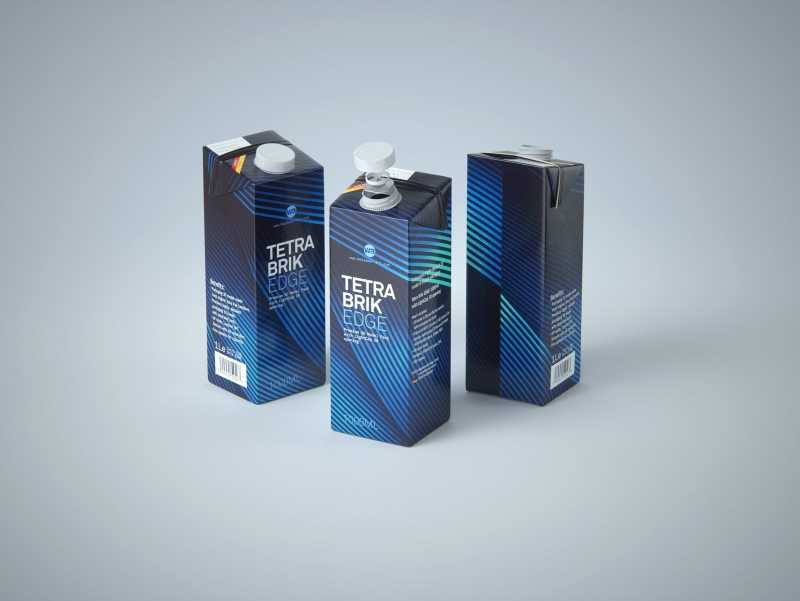 Tetra Pack Brick EDGE Aseptic 1000ml Premium Packaging 3D model pak with LightCap 30