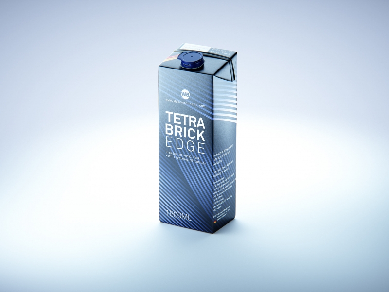 Tetra Pak Brik Edge 1500ml with LightWing 30 premium carton packaging 3D model