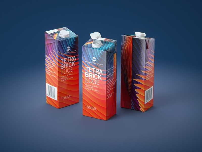 Tetra Pack Brick EDGE 1500ml with WingCap30 Carton packaging professional 3D model pak