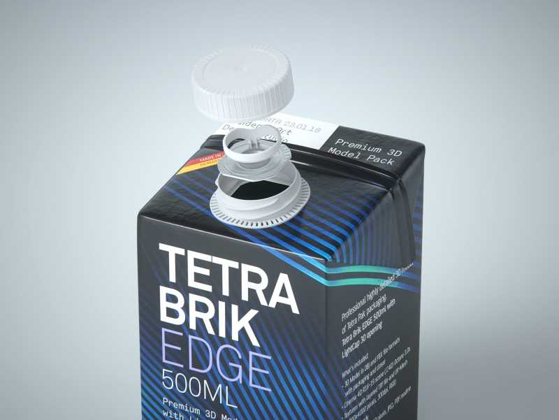 Tetra Pack Brick EDGE 500ml with LightCap 30 packaging 3D model pak