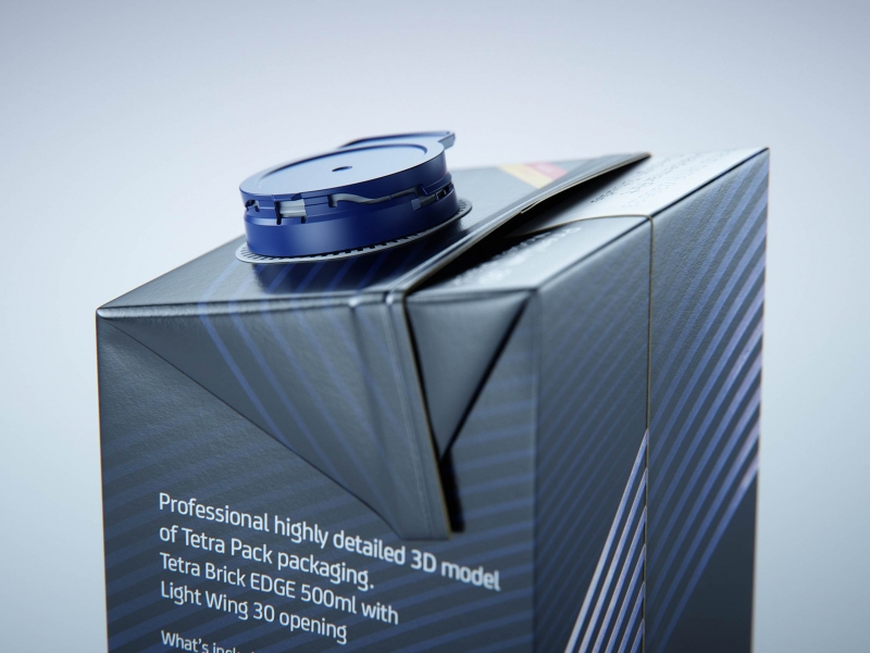 Tetra Brik Edge 500ml with LightWing 30 premium carton packaging 3D model