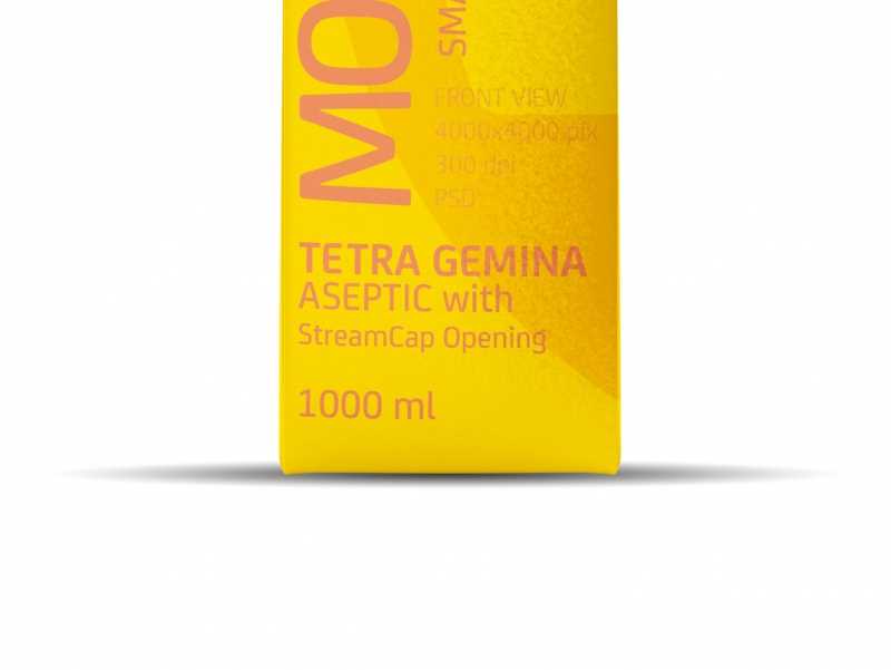 Tetra Pack Gemina Aseptic 1000ml Square Package MockUp with StreamCap Front View