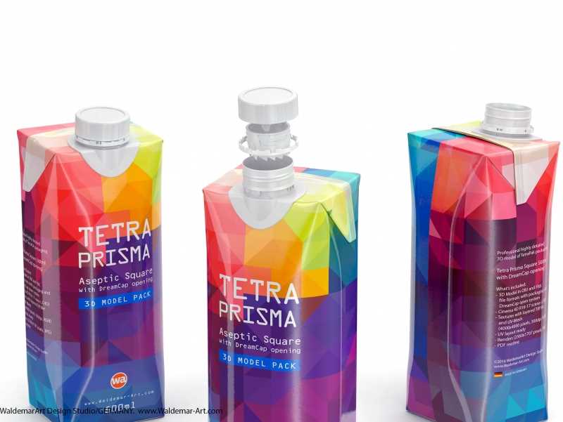 Tetra Pack Prisma Square 500ml with DreamCap packaging 3d model pak