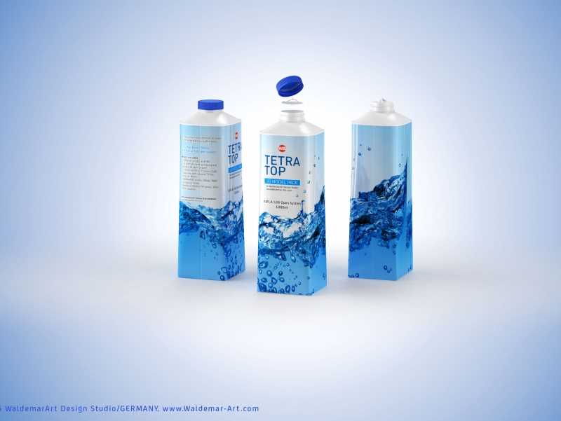 Packaging 3D model pak of Tetra Pack Top 1000ml Base with Katla S38
