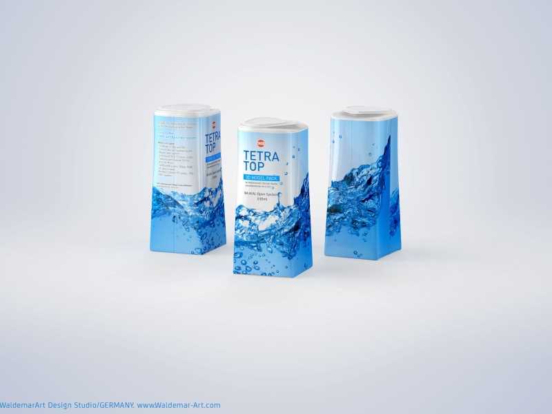 Packaging 3D model pak of Tetra Pack Top Midi 330ml with Bajkal