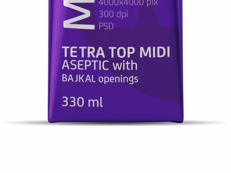 Packaging Mock-Up of Tetra Pack Top Aseptic Midi 330ml with Bajkal