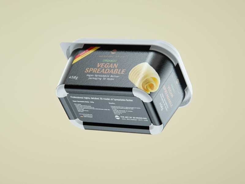 Vegan Spreadable Butter plastic container 450g packaging 3D model