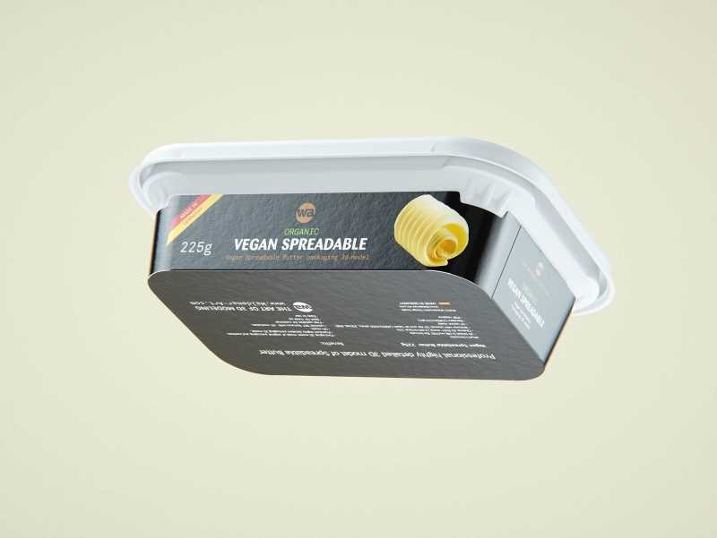 Vegan Spreadable Butter plastic container 225g packaging 3D model