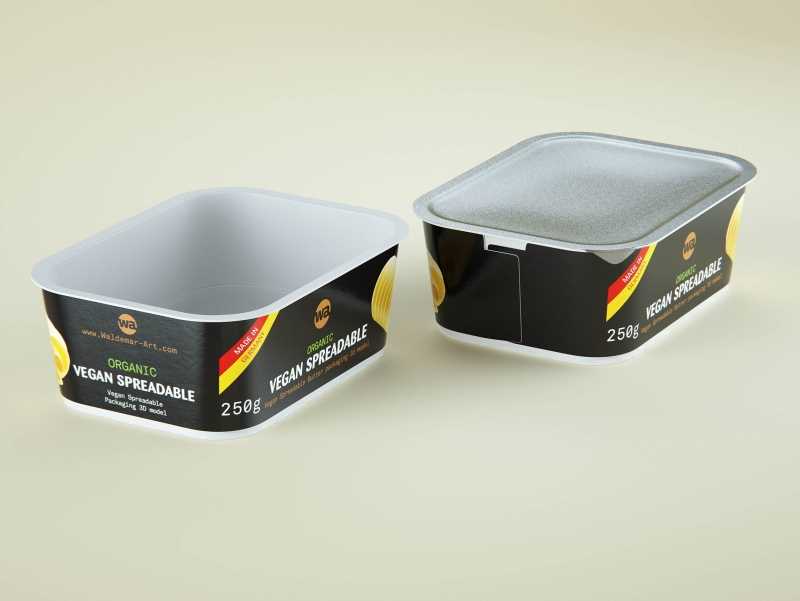 Vegan Spreadable Butter plastic container 250g packaging 3D model