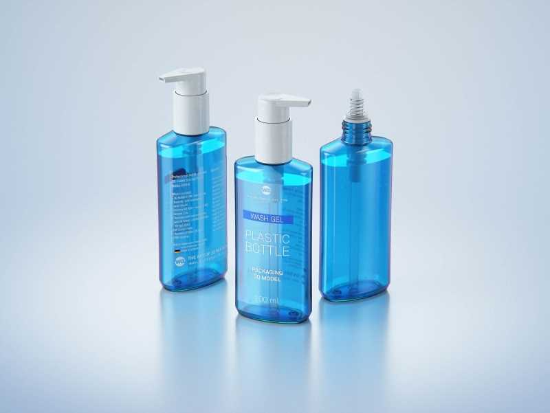 Wash Gel Plastic Bottle 200ml packaging 3D model
