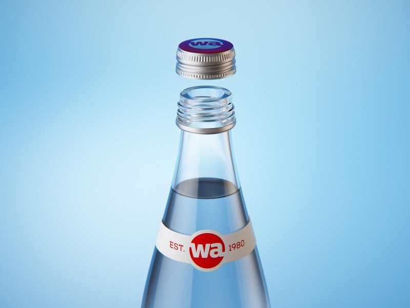 Packaging 3d model of a Mineral water glass bottle 500ml with a glass of water