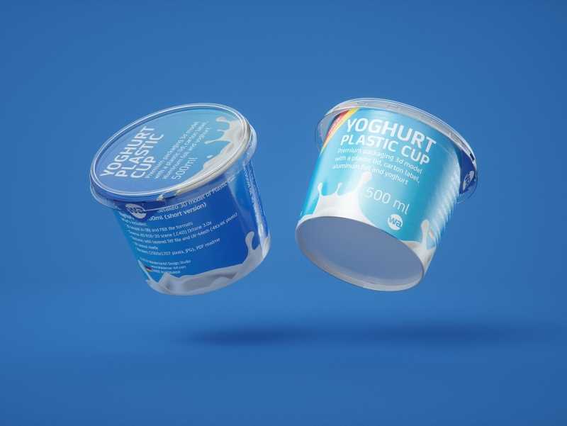 Yoghurt Plastic Cup (short version) 500ml Premium packaging 3D model