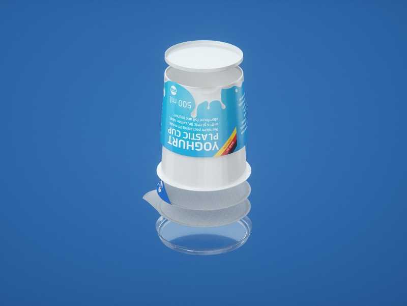 Yoghurt Plastic Cup (short version) 500ml Premium packaging 3D model