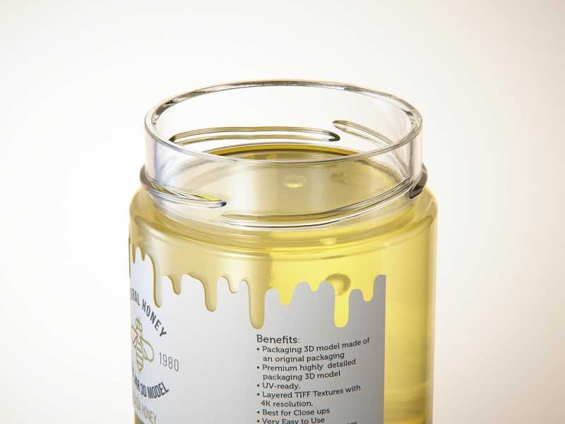 Acacia Honey Glass Jar 250g packaging 3D model