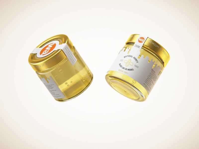 Acacia Honey Glass Jar 250g packaging 3D model