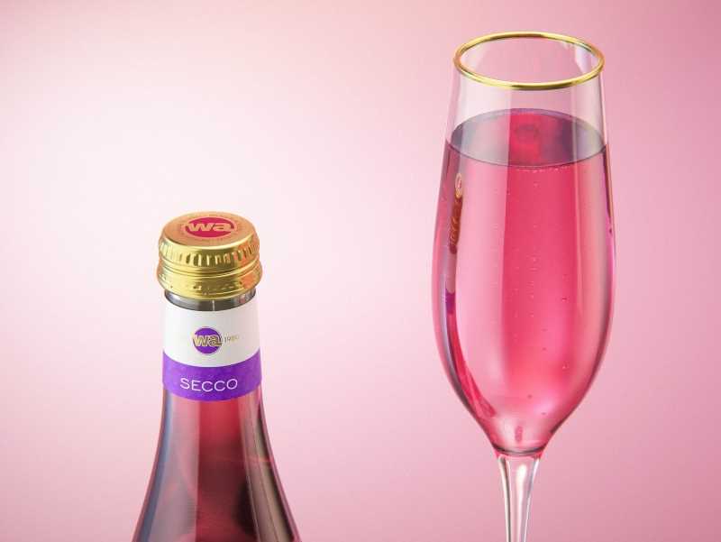 Fruit Secco glass bottle packaging 3D model 200ml with a screw cap and a glass of fruit wine